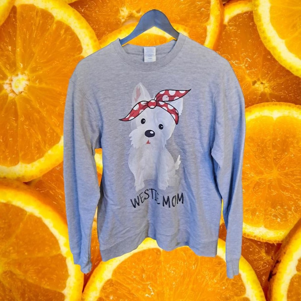 Port Company Westie Mom‎ Gray Sweatshirt Size Medium